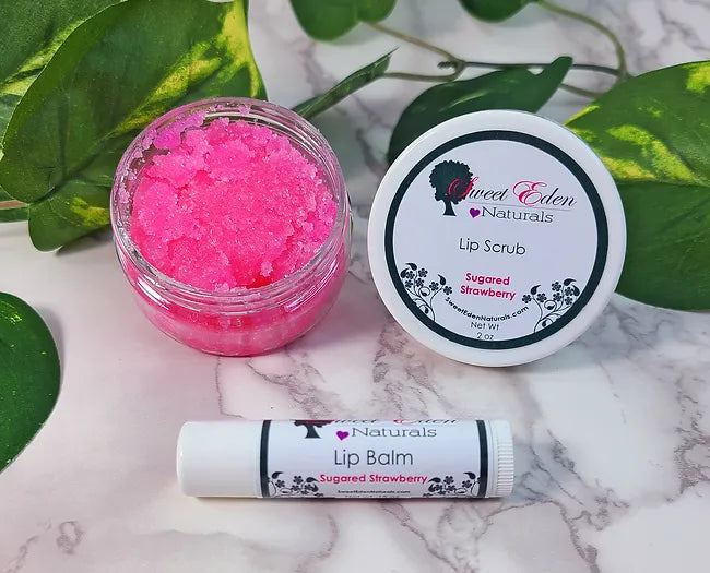 Sugared Strawberry Lip Kit | Lip Scrub & Lip Balm