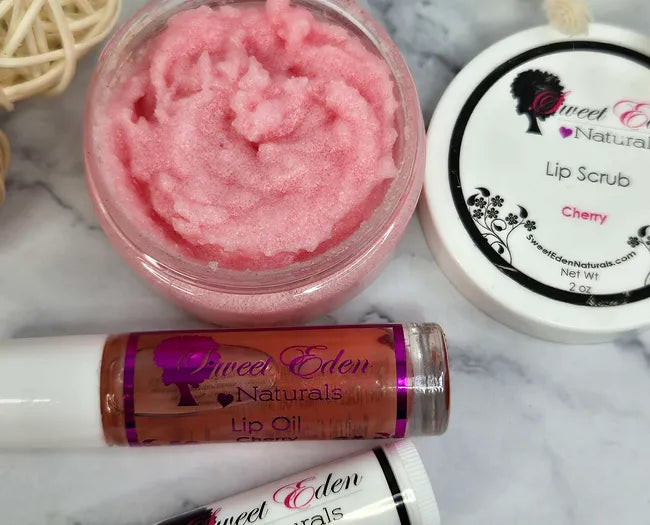 Cherry Lip Kit | Lip Scrub, Lip Balm, & Lip Oil