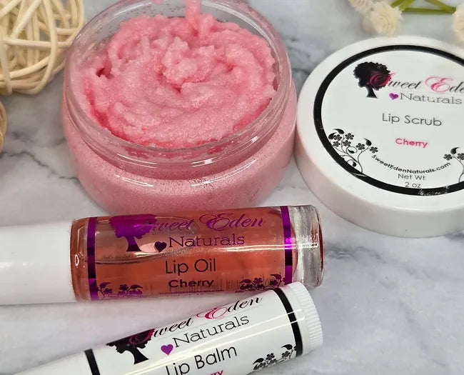 Cherry Lip Kit | Lip Scrub, Lip Balm, & Lip Oil