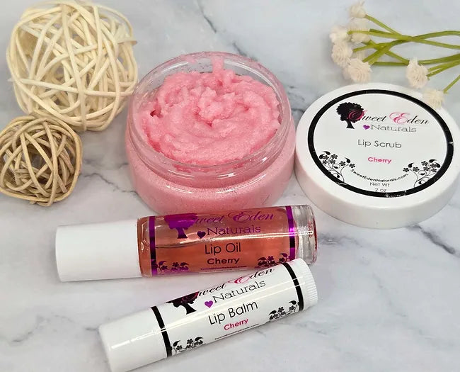 Cherry Lip Kit | Lip Scrub, Lip Balm, & Lip Oil